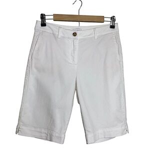 Jjill Women’s Soft Stretchy Cotton White Casual Sumer Vacation Bermuda Shorts 4